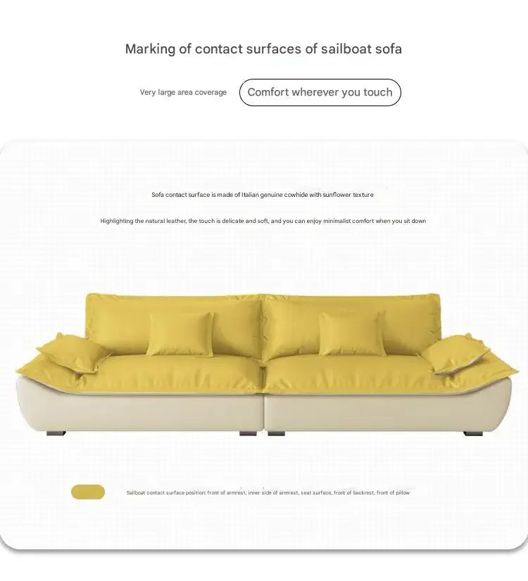 Luxury Genuine Leather Sofa — Designer Modular Living Room Seating