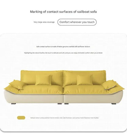 Luxury Genuine Leather Sofa — Designer Modular Living Room Seating