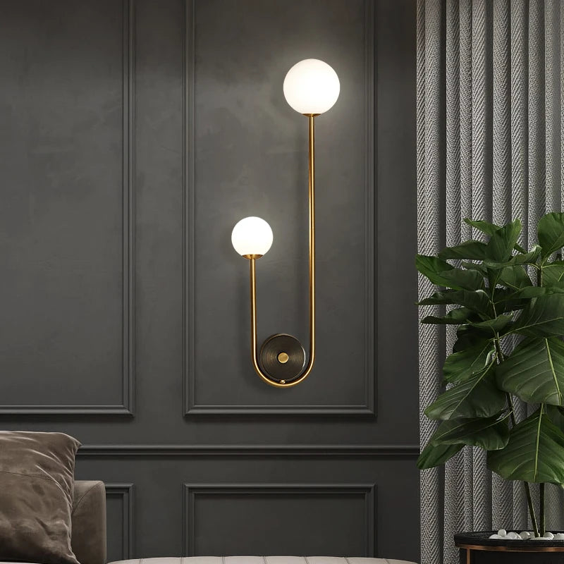 Gold Glass Ball LED Wall Sconce — Modern Bedroom & Living Room Light