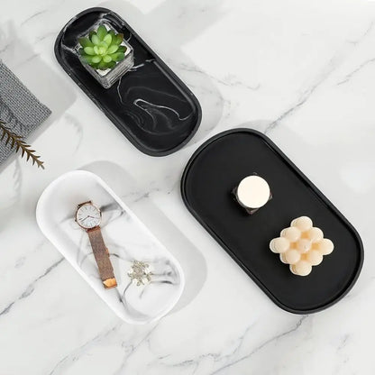 The Marble Tray — Oval Silicone Vanity &amp; Countertop Organizer Tray