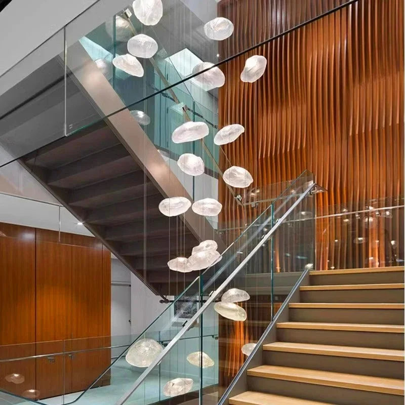 Modern Luxury LED Staircase Chandelier — Dimmable Multi-Head Pendant Light