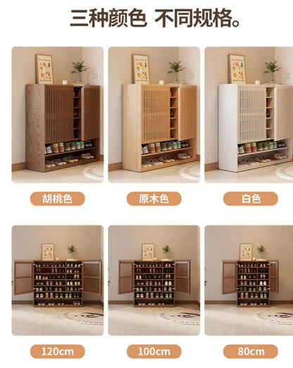 Vintage Luxury Wood Shoe Rack — Space-Saving Entryway Storage