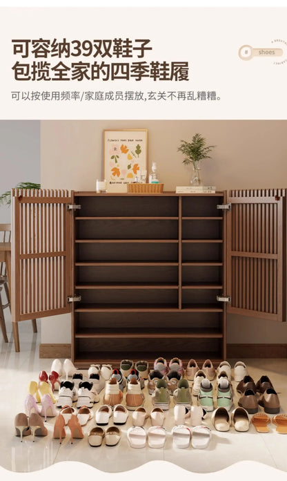 Vintage Luxury Wood Shoe Rack — Space-Saving Entryway Storage