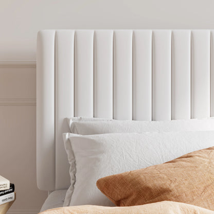 HOOMIC Upholstered Platform Bed Frame with Vertical Channel Tufted Velvet Fabric Adjustable Headboard Allewie
