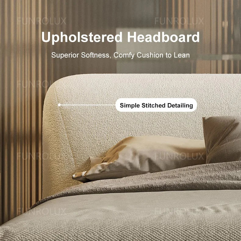 Japanese Tatami Platform Bed — Minimalist Fabric Upholstered Frame