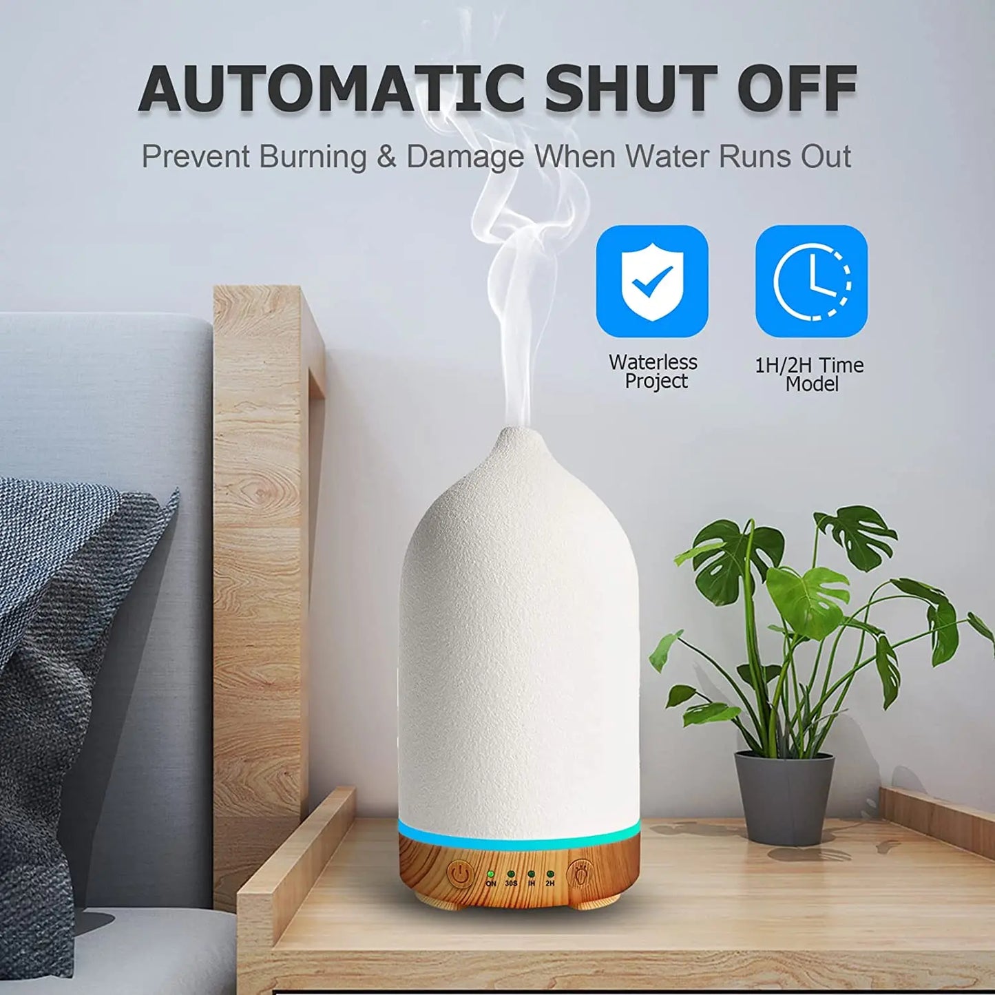 Breathe Easy — Ceramic 100ml Ultrasonic Aromatherapy Diffuser with 7 LED Colors