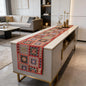 Nordic cotton linen table runner with textured weave and neutral tabletop styling