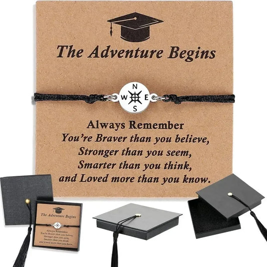 Graduation Gift Box Set — Compass, Bracelet & Keepsake Card