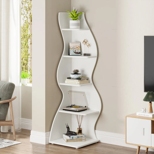 The Corner That Finally Does Something — Tribesigns 5-Tier Wall Corner Bookshelf & Plant Stand