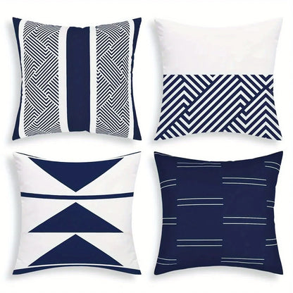 Geometric Pattern Throw Pillow Cover — Printed Cushion Cover for Sofa & Bedroom