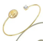 Fashion Simple Stainless Steel 3 Crystal Bracelet Bangle