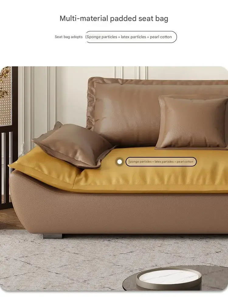 Luxury Genuine Leather Sofa — Designer Modular Living Room Seating