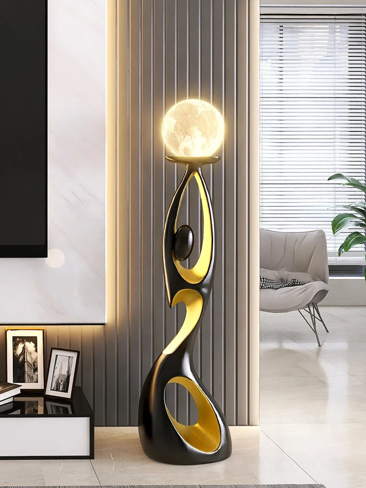 Movement Frozen in Time — Resin Floor Sculpture with Ambient Light