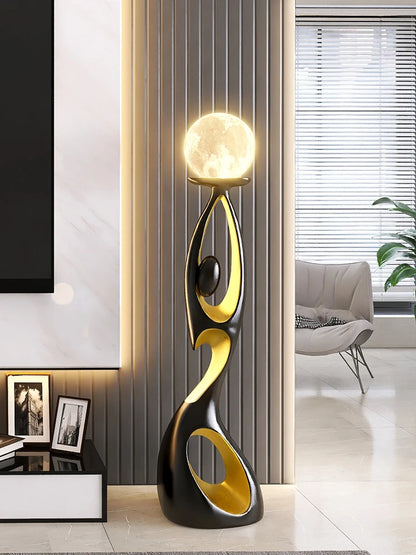 Movement Frozen in Time — Resin Floor Sculpture with Ambient Light