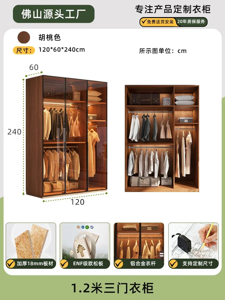 Luxury L-Shaped Glass Wardrobe — Modern Bedroom Closet
