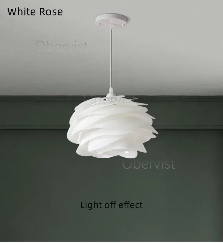 White Rose Petal Pendant Light — Nordic Sculptural Chandelier Jonine&
