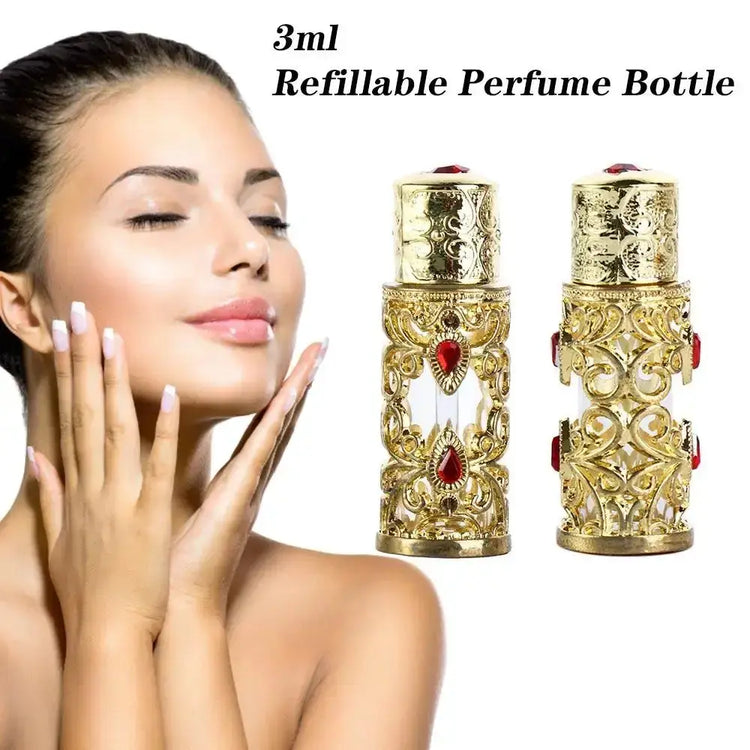 The Dubai Dropper — Arabian-Style Gold Rhinestone Refillable Perfume Bottle (3ml) Jonine’s Corner