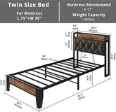 ANCTOR Twin/TwinXL/Full/Queen/King/CaliforniaKing Bed Frames, Storage Headboard with Outlets, No Noise, No Box Springs Needed Jonine&