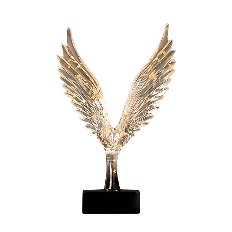 Gold Angel Wing Sculpture — Abstract Resin Figurine for Home Décor & Shelf Styling