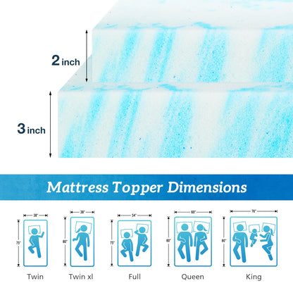 MCQ 2-Inch Memory Foam Gel Mattress Topper