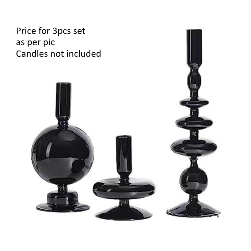 Colored Glass Candle Holder Set of 3 — Romantic Modern Home Décor