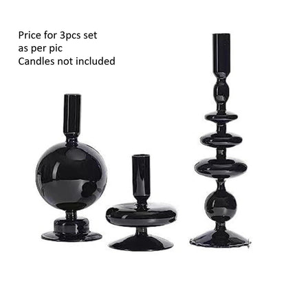 Colored Glass Candle Holder Set of 3 — Romantic Modern Home Décor