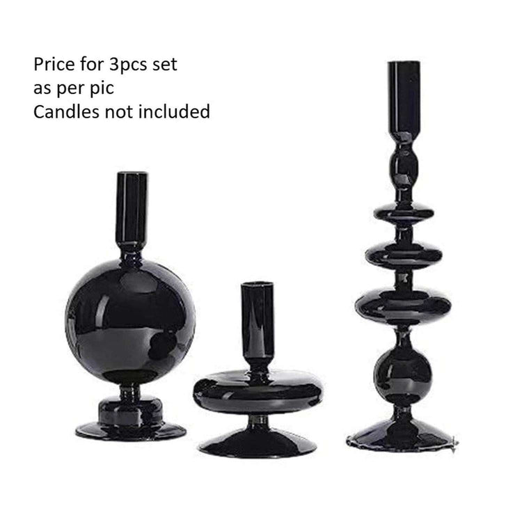 Colored Glass Candle Holder Set of 3 — Romantic Modern Home Décor