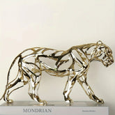 Hollow Metal Leopard Sculpture — Gold & Silver Decorative Figurine Jonine’s Corner