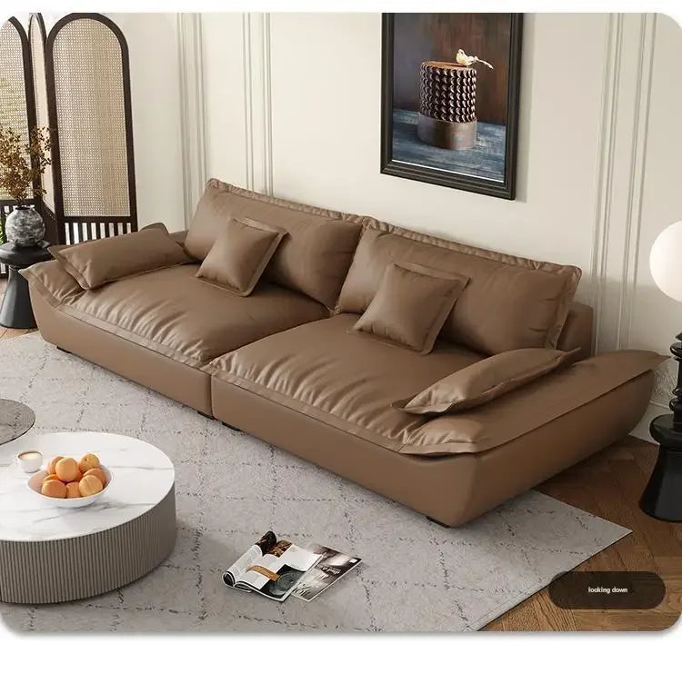 Luxury Genuine Leather Sofa — Designer Modular Living Room Seating