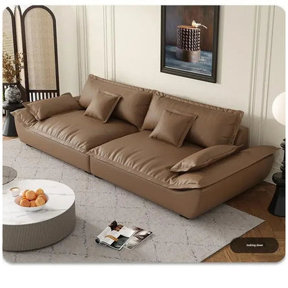 Luxury Genuine Leather Sofa — Designer Modular Living Room Seating