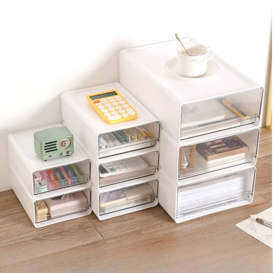Desk Done Right — Clear Stackable Drawer Organizer for A4 Files & Office Supplies
