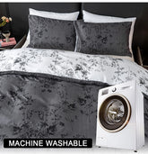 Black and White Plant Print Three-Piece Quilt Cover Set (1 Quilt Cover + 2 Pillowcases) Ultra-Soft Breathable Fabric, Skin-Friendly, Comfortable, Breathable, Machine Washable, Suitable for All Seasons, Elegant and Exquisite, Jonine&