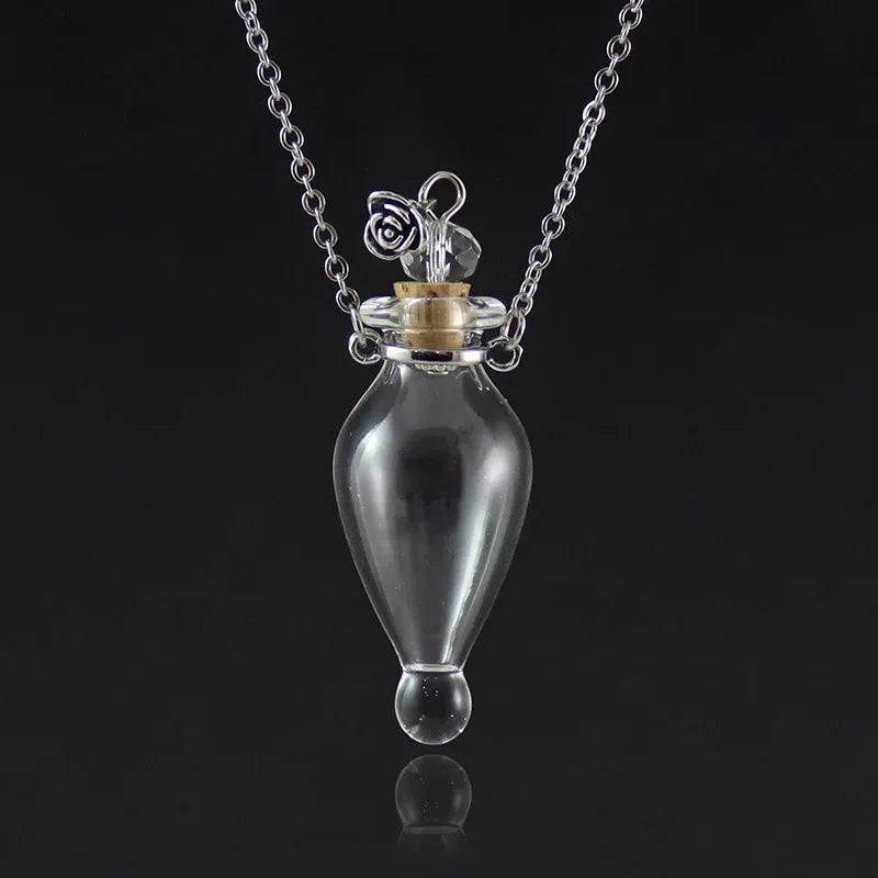 Fashion Glass Perfume Essential Oil Bottle Pendants DIY Women&