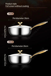 316 Stainless Steel Frying Pan Deepened Wok Non-Stick Skillets Steak Gas Stove Induction Cooker Universal Pan Kitchen Cookware Jonine&