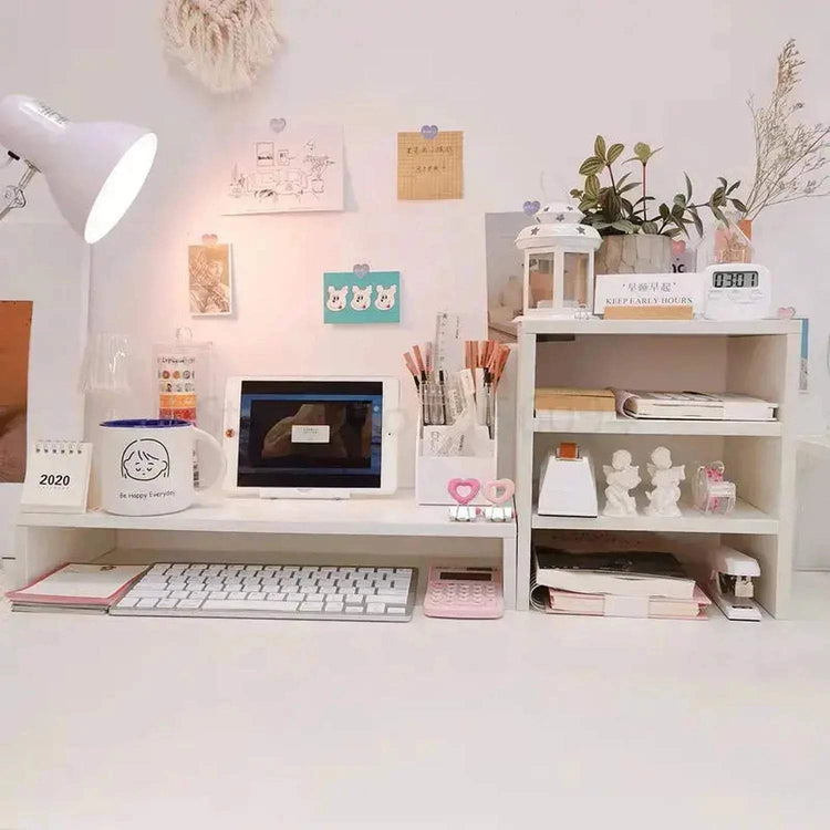 Clear the Desk, Clear the Mind — Wooden Desktop Storage Rack & Monitor Stand Jonine’s Corner