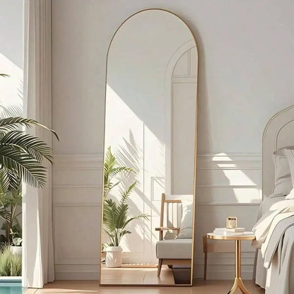 Arched Full Length Floor Mirror — Gold 59" x 16.2" Wall Leaning Mirror for Bedroom & Living Room