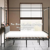 LIKIMIO Canopy Bed Frame Queen, Storage Headboard with Charging Station, Platform Bed with 4 Removable Sturdy Posts, Noise Free Jonine&