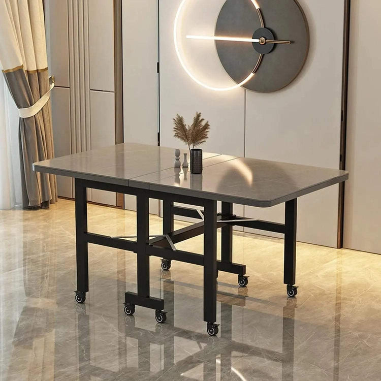 Extendable Dark Luxury Dining Table — Space-Saving with Casters Jonine’s Corner