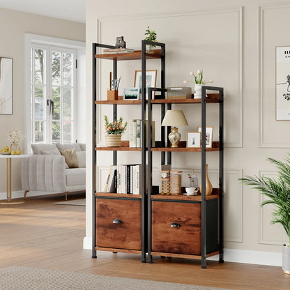 Books, Beauty & Storage — JHK 5-Tier Wood Bookshelf with Fabric Drawer