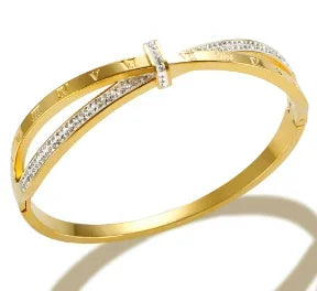 Stainless Steel Crystal Cuff Bracelet Bangle