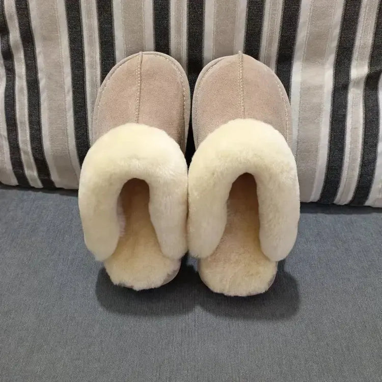 Natural shearing fur slippers Australian sheepskin and fur integrated slippers for men and women&