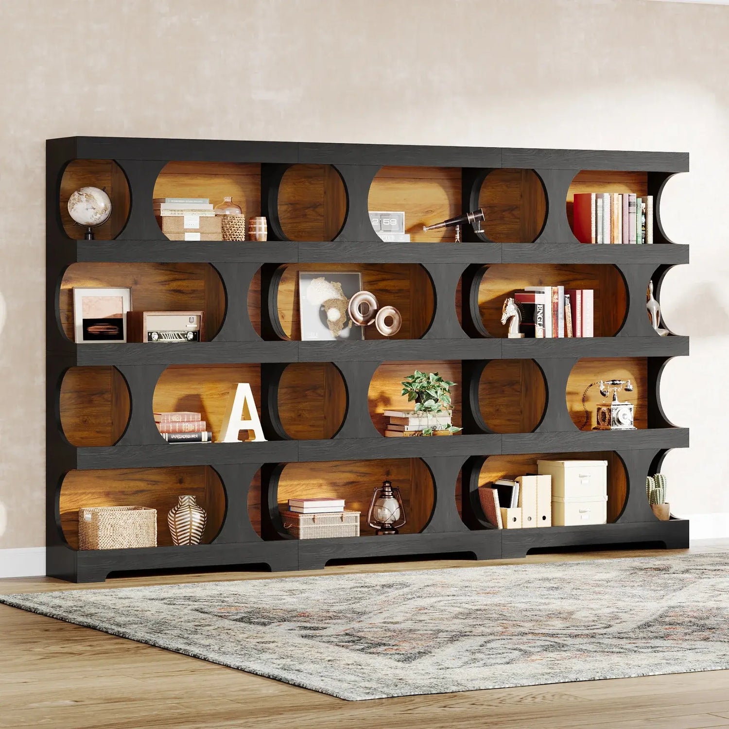 Tribesigns 71" Tall Bookcase, 4-Tier S-Shaped Bookshelf, Wood Decorative Storage Shelving, Modern Freestanding Display Shelves