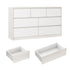 7 Drawer Dresser for Bedroom, 55 Inch Modern Dresser with High Gloss Drawers, Large Wood Chest of Drawer, White/Black Jonine&