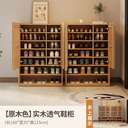 Vintage Luxury Wood Shoe Rack — Space-Saving Entryway Storage