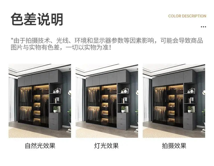 Bedroom Glass Sliding Door Wardrobe Clothes Storage Cabinet Closet Double Wardrobe Cabinets Wardrobes Furniture Modern Simple Jonine&