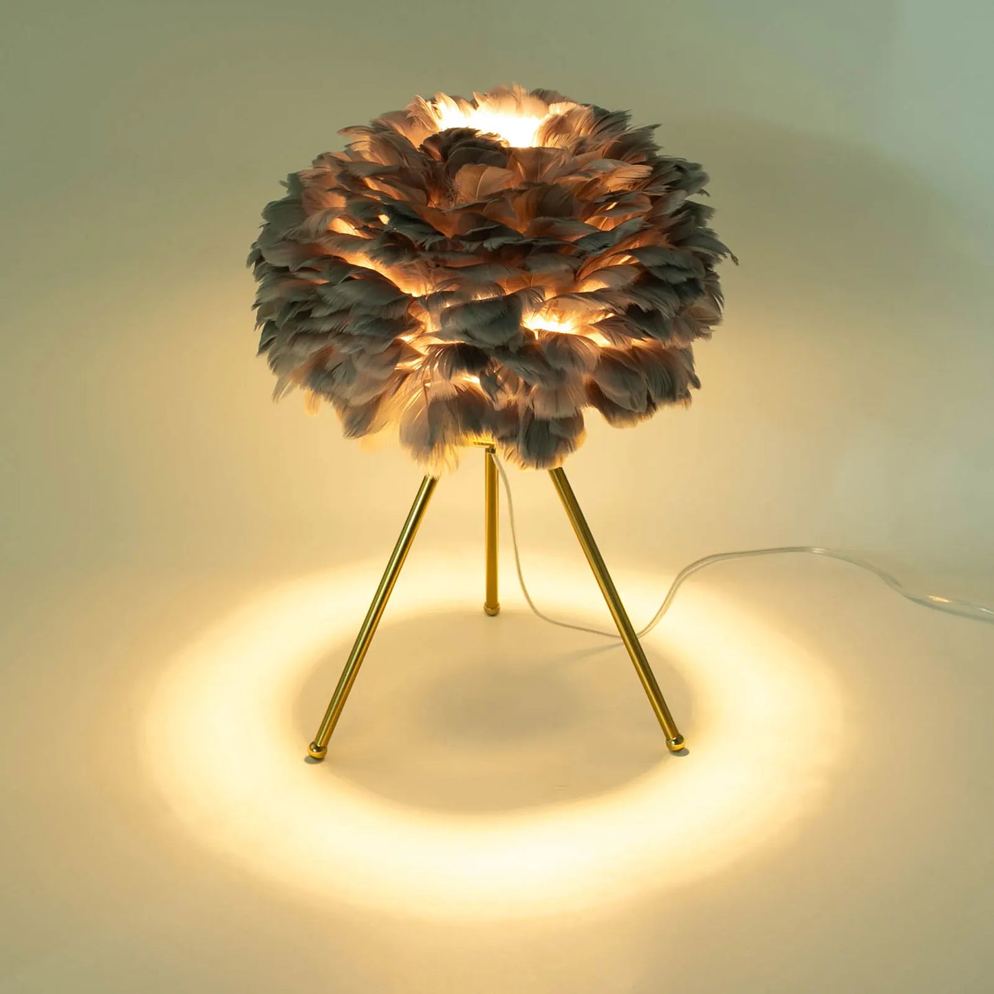 Soft Light, Strong Style — Grey Feather Tripod Desk Lamp