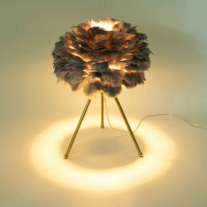 Soft Light, Strong Style — Grey Feather Tripod Desk Lamp