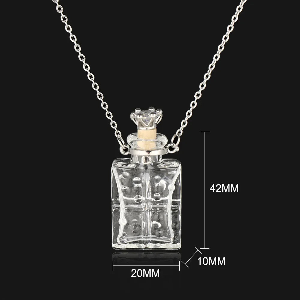 Fashion Glass Perfume Essential Oil Bottle Pendants DIY Women&