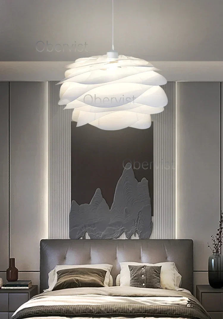 White Rose Petal Pendant Light — Nordic Sculptural Chandelier Jonine&