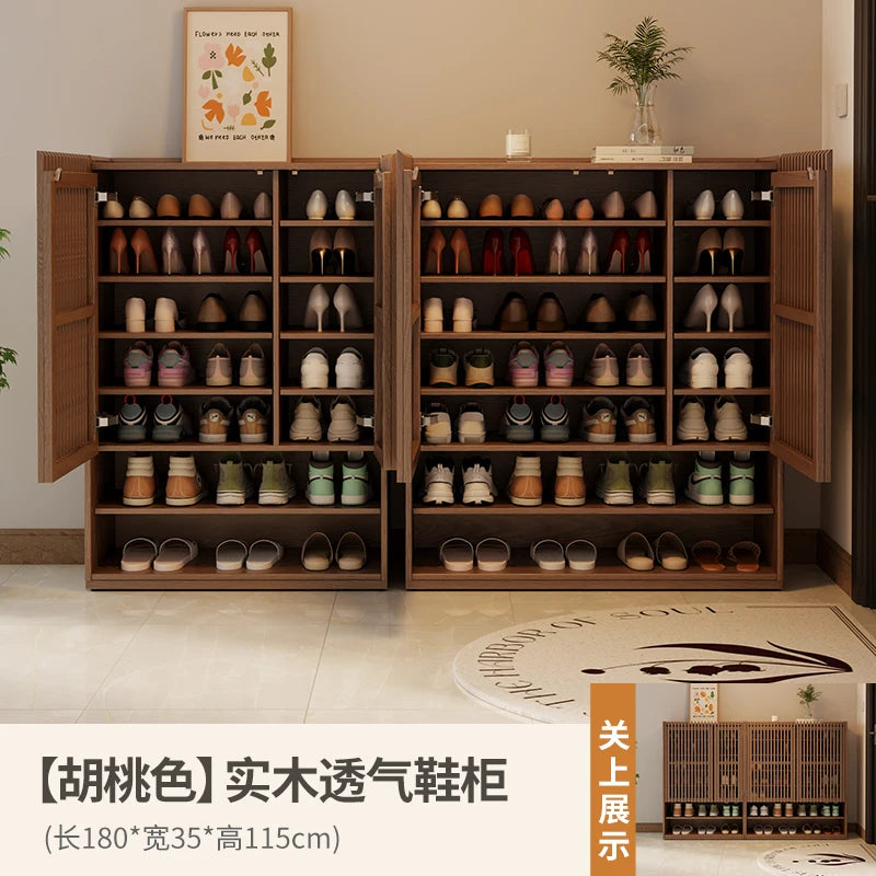Vintage Luxury Wood Shoe Rack — Space-Saving Entryway Storage